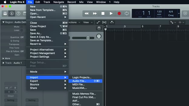 Logic Proでヒスノイズを除去する手順1