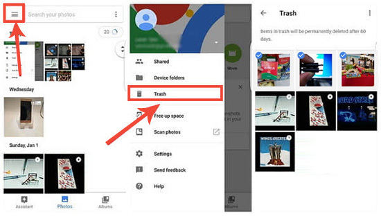 Google フォトの使用 | Android のごみ箱の回復