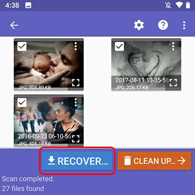 最高の削除済み写真復元アプリを使用する手順 2 | Android で削除された写真を復元する