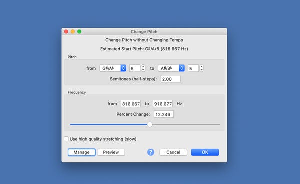 Audacity 経由 ステップ 3 | 音声ピッチの変更