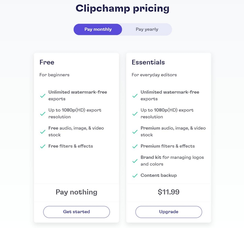 価格 | Clipchamp スクリーン レコーダー