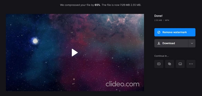 Clideo ステップ 4 | MP4 ビデオを圧縮する方法