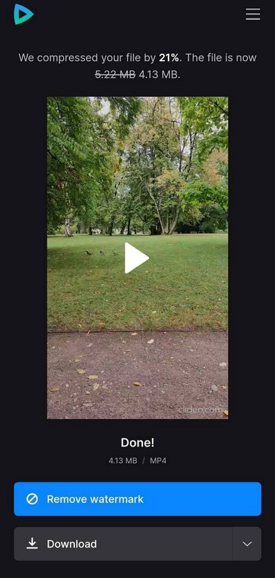 Clideo の使用手順 3 | Android でビデオを圧縮する方法