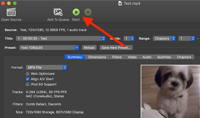 Handbrakeによるステップ4 | 品質を落とさずにビデオを圧縮する