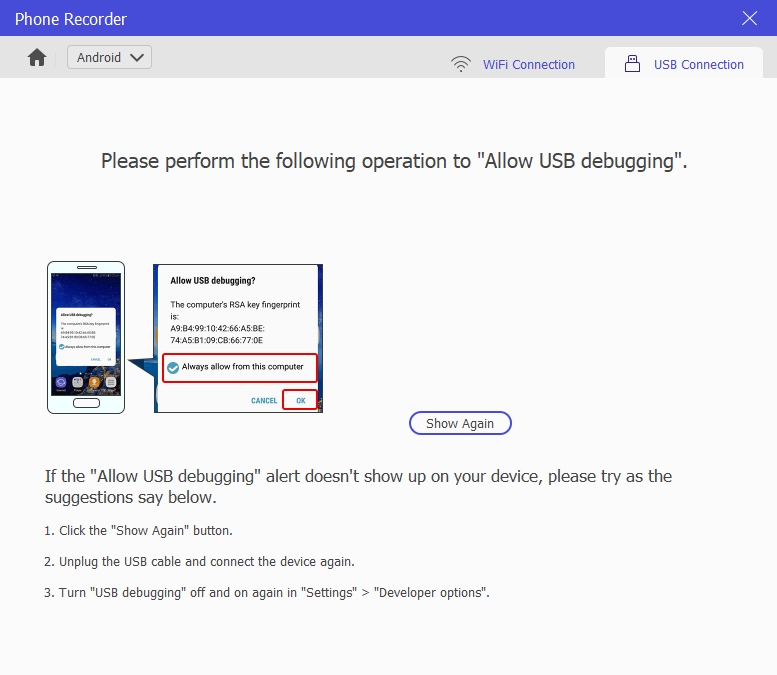 USBでAndroid画面をキャストする