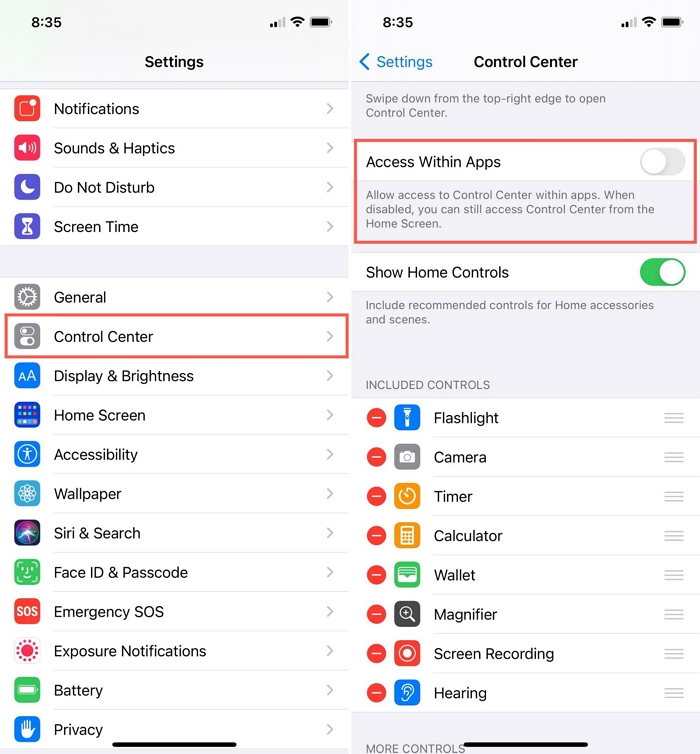 内蔵スクリーンレコーダーステップ1 | iPhoneでズームミーティングを録画する方法