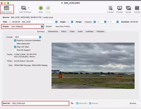 HandBrake | QuickTime ムービーを MP4 に変換