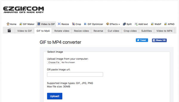 EZGIF による | gif を mp4 に変換