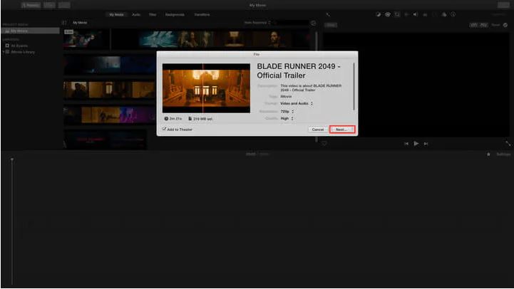 iMovie でステップ 5 | Mac で MOV を MP4 に変換する 
