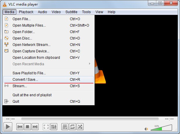VLC でステップ 1 | mov を mp4 に変換する