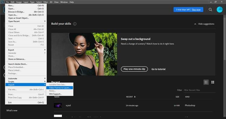 Adobe Photoshop の使用手順 2 | MP4 から GIF へ