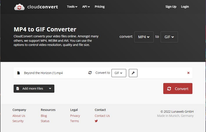 CloudConvert の使用手順 2 | MP4 から GIF へ
