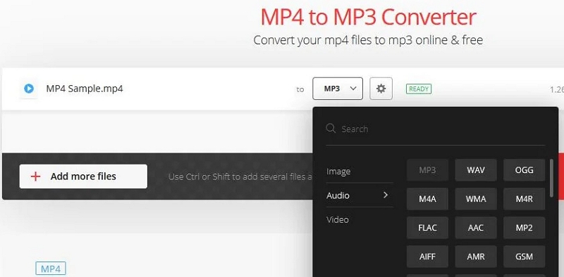 Convertio ステップ 2 | mp4 から mp3