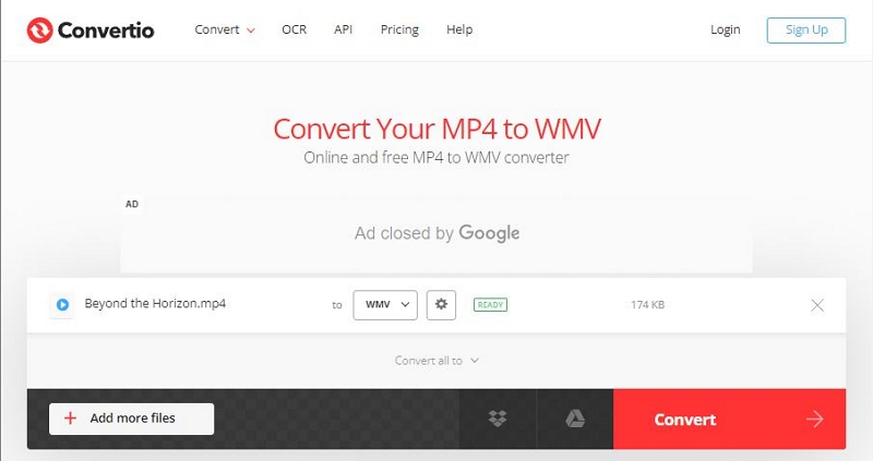 Convertio による | mp4 を wmv に変換する方法