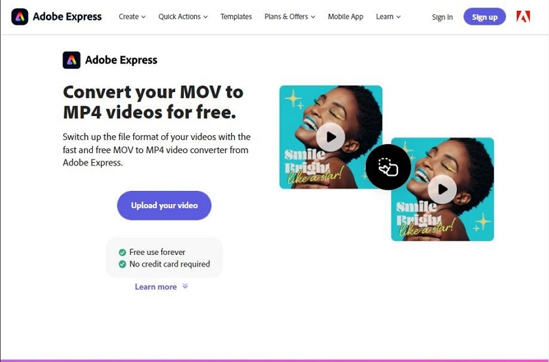 Adobe Express によるステップ 1 | ビデオを MP4 に変換する