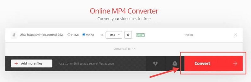 Convertio 経由 ステップ 4 | vimeo から mp4 へ