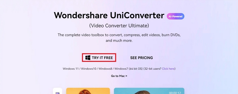 Wondershare UniConverter ステップ 1 | vimeo から mp4 へ