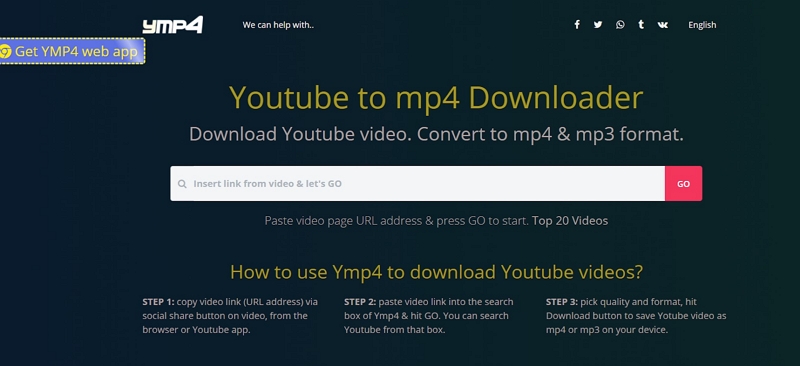 Ymp4 のステップ 1 | PC で YouTube 動画を MP4 に変換する