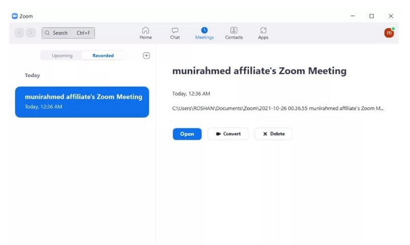 Zoom クライアント アプリの手順 3 | Zoom の録画を MP4 に変換する