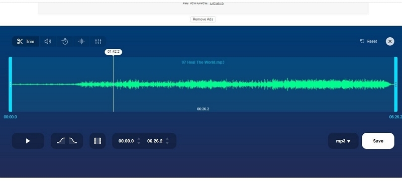 MP3Cut ステップ 2 | Windows 10 でオーディオを切り取る