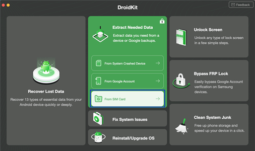 DroidKit SIM カード復旧 | Android 用 SIM カード データ復旧