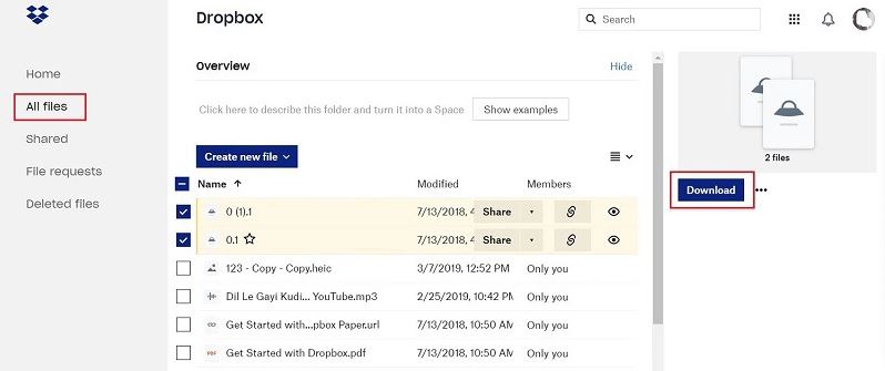 Dropbox の使用手順 1 | バックアップなしで Android ギャラリーから削除された写真を復元する方法