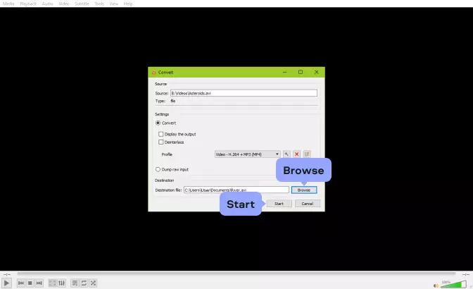 VLC メディア プレーヤー ステップ 5 | vlc を mp4 に変換する