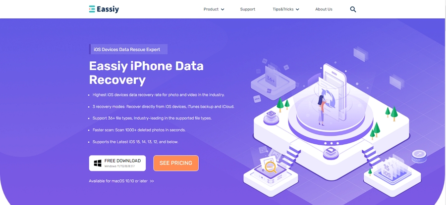 簡単な iPhone データ復旧ステップ 1 | ibeesoft iPhone データ復旧の代替