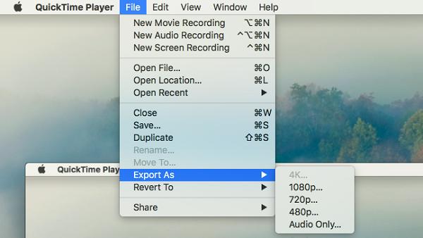 QuickTime ビデオをエクスポート | macOS 画面録画ビットレートの設定