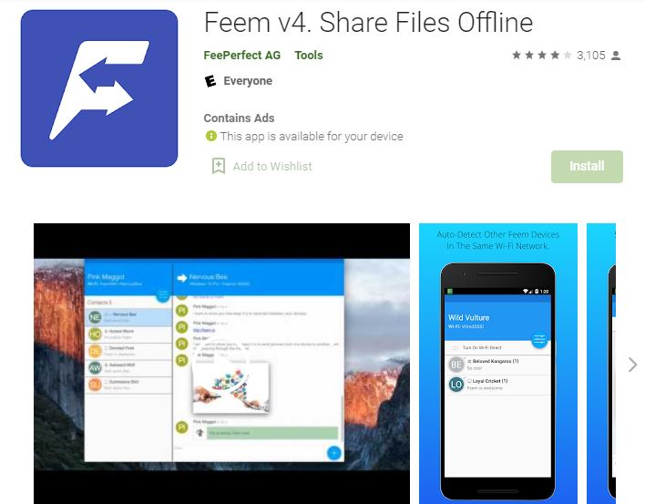 Feem v4. オフラインでファイルを共有 | Android から iPhone にデータを転送するのに最適なアプリ
