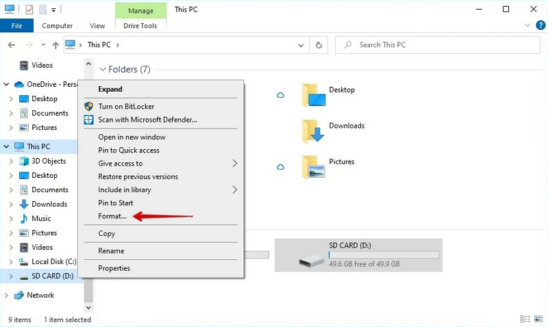 Windows で SD カードをフォーマットする手順 2 | GoPro SD カード エラーの回復