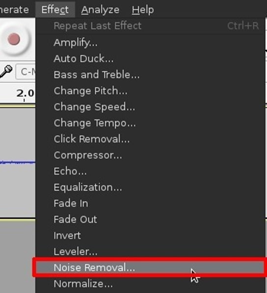 Audacity を使用してオーディオからホワイト ノイズを除去する手順 4