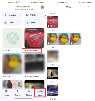 Google フォト経由 | 削除された WhatsApp ビデオを Android から復元