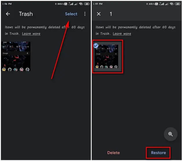回復を押す | 削除された動画をAndroidで回復