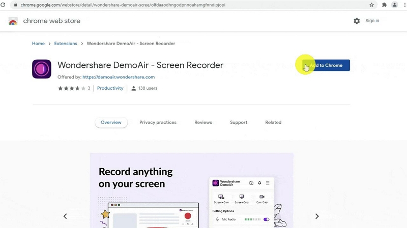 Wondershare DemoAir ステップ 1 | Chromebook で画面を録画する方法