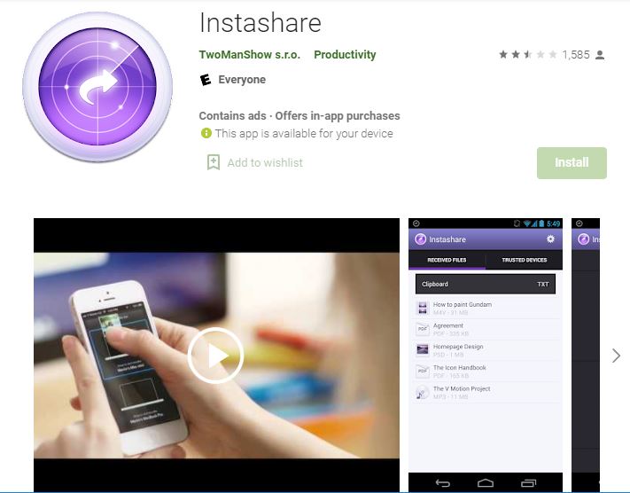 Instashare | AndroidからiPhoneにデータを転送するのに最適なアプリ