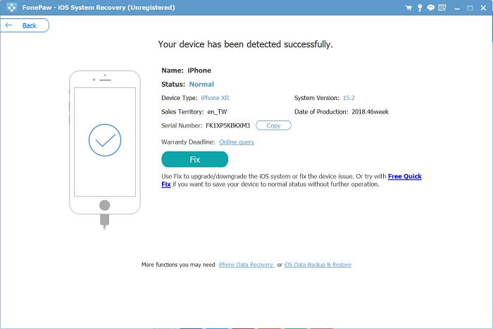 FonePaw iOS システム回復ステップ 4 | iPhone 回復 iTunes