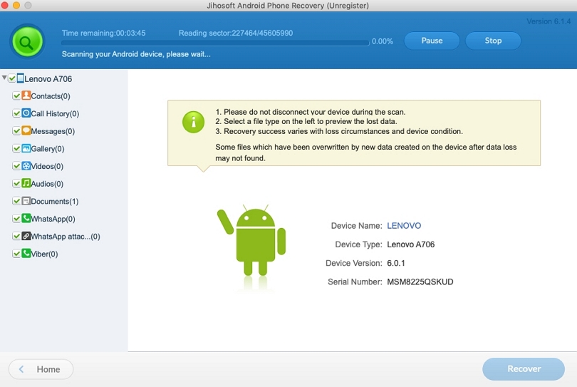 Jihosoft Android データ復旧 (Mac) | Android 向けの最高のビデオ復旧アプリ