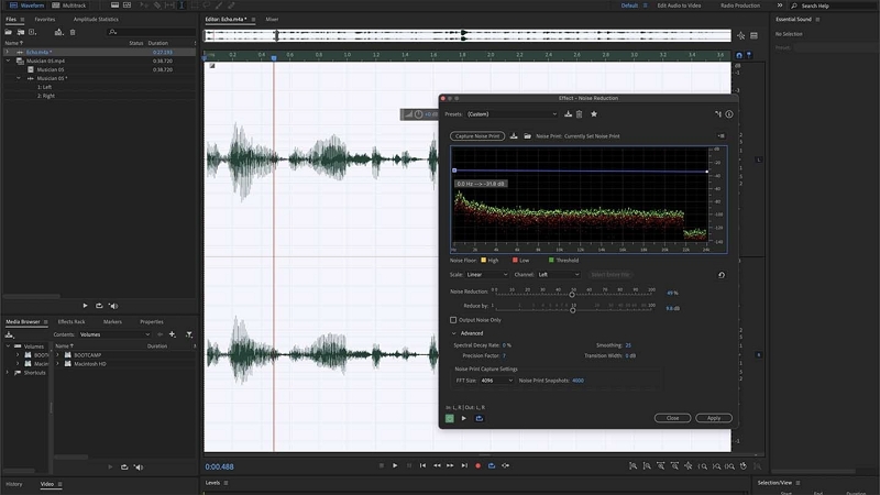 Adobe Audition でヒスノイズを除去する手順 3
