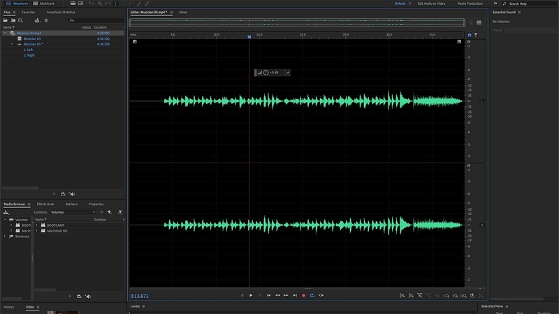 Adobe Audition でヒスノイズを除去する手順 1