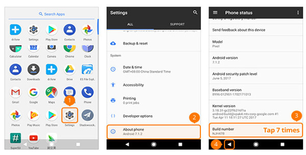Google Phone ステップ 1 | USB デバッグ モードを有効にする