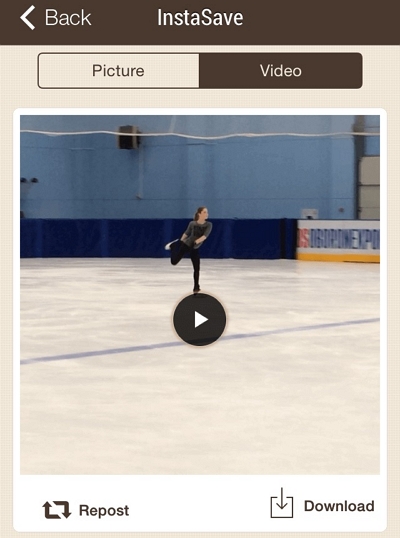 Quickly Reposts アプリ経由 | instagram から mp4 へ