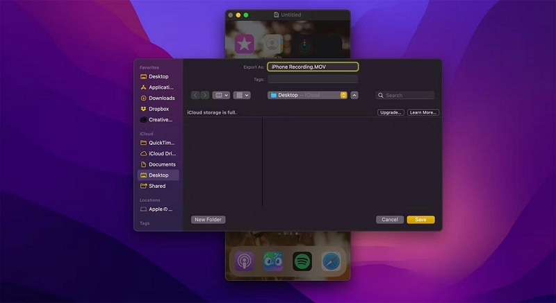 Quick Time の使用手順 2 | iPhone でサウンド付きで画面を録画する方法