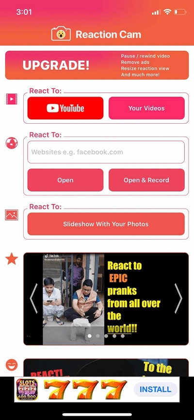 リアクションカムインターフェース | iPhoneスクリーンレコーダー