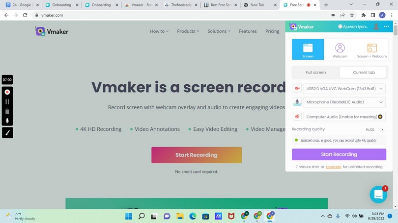 vmaker オンライン ツールで 4k フォンを録画する手順 4 | 4k スクリーン レコーダー PC