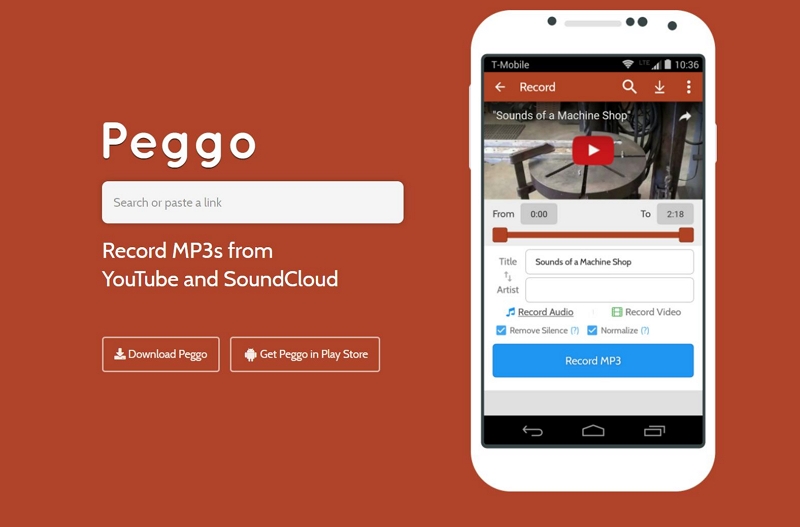 Peggo | YouTube からオーディオを録音する Android