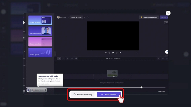 Clipchamp ステップ 5 | PC でゲーム画面を録画する方法