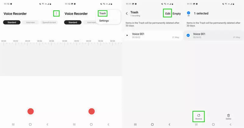 ボイスレコーダーの使用 | 削除されたオーディオファイルをAndroidで復元