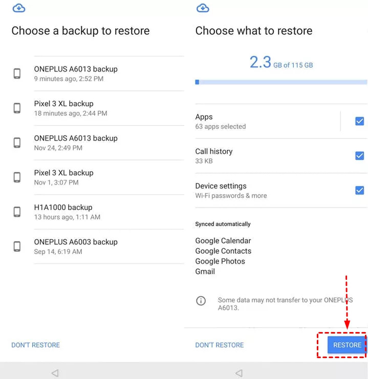 Google ドライブから | Android で削除された通話履歴を復元する