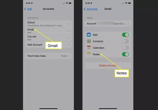 メールアカウント設定を確認する手順 2 | バックアップなしで iPhone から削除されたメモを復元する方法